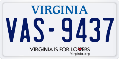 VA license plate VAS9437