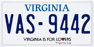 VA license plate VAS9442