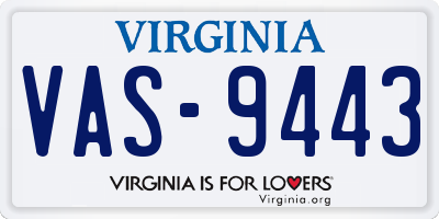 VA license plate VAS9443