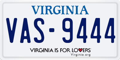 VA license plate VAS9444