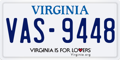 VA license plate VAS9448