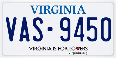 VA license plate VAS9450