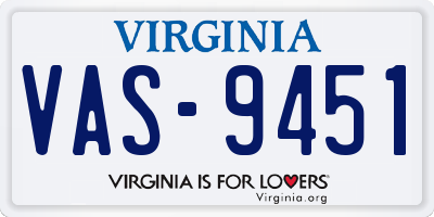 VA license plate VAS9451