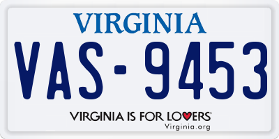 VA license plate VAS9453