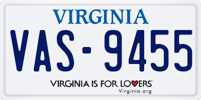 VA license plate VAS9455