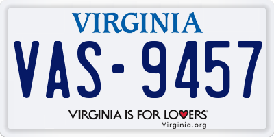 VA license plate VAS9457