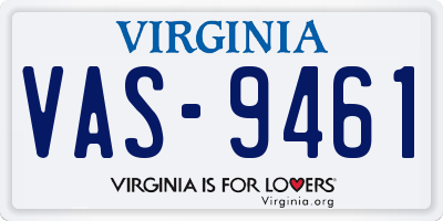 VA license plate VAS9461