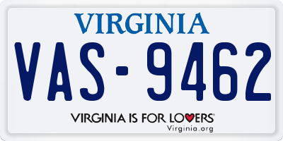 VA license plate VAS9462