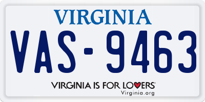 VA license plate VAS9463