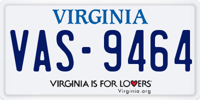 VA license plate VAS9464