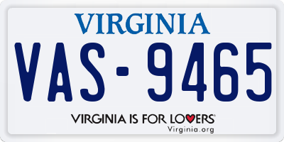 VA license plate VAS9465