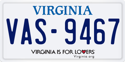 VA license plate VAS9467