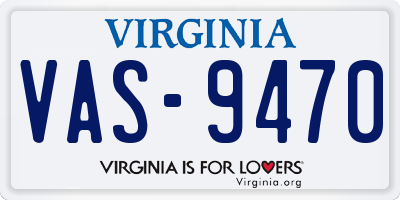 VA license plate VAS9470