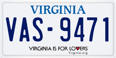 VA license plate VAS9471