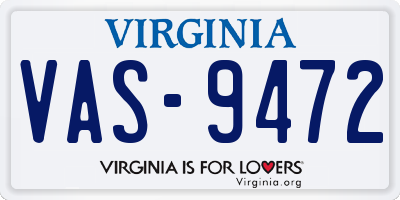 VA license plate VAS9472