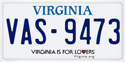 VA license plate VAS9473