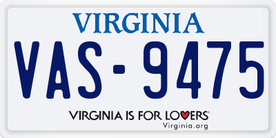 VA license plate VAS9475