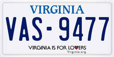 VA license plate VAS9477