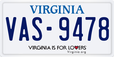 VA license plate VAS9478