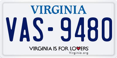 VA license plate VAS9480