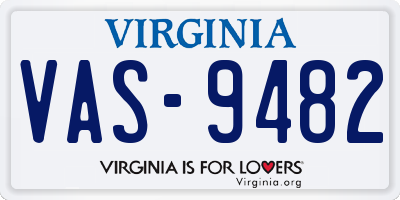 VA license plate VAS9482