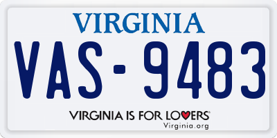 VA license plate VAS9483