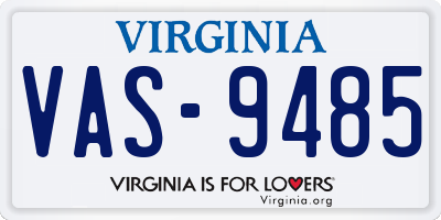 VA license plate VAS9485