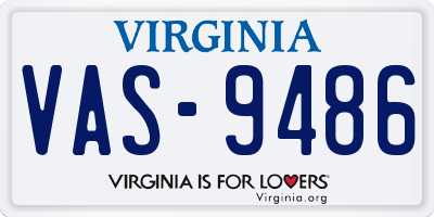 VA license plate VAS9486