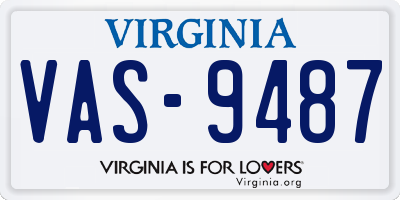 VA license plate VAS9487