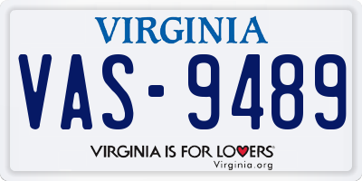 VA license plate VAS9489