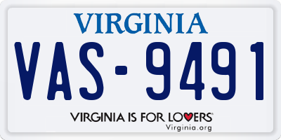 VA license plate VAS9491