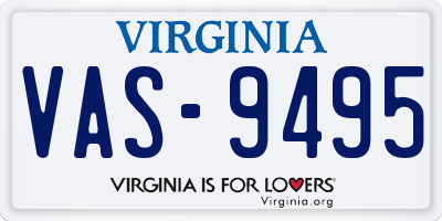 VA license plate VAS9495