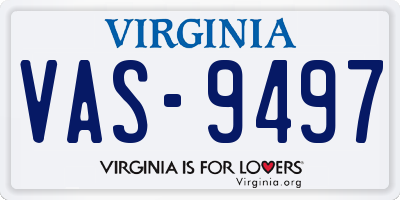 VA license plate VAS9497