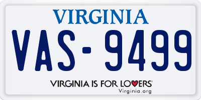 VA license plate VAS9499