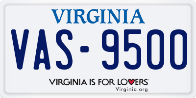 VA license plate VAS9500