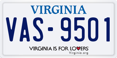 VA license plate VAS9501