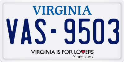 VA license plate VAS9503