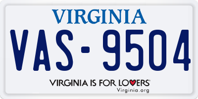 VA license plate VAS9504