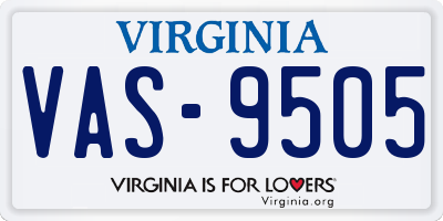 VA license plate VAS9505