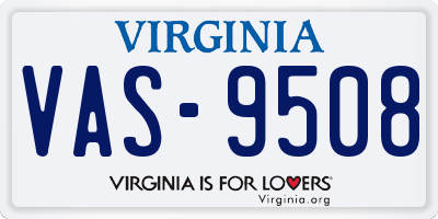 VA license plate VAS9508