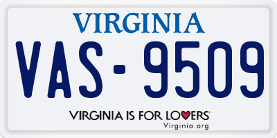 VA license plate VAS9509