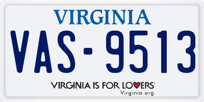 VA license plate VAS9513