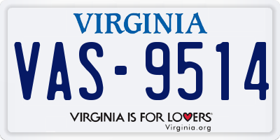 VA license plate VAS9514