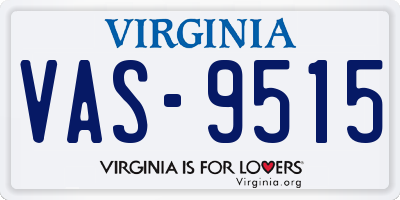 VA license plate VAS9515