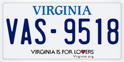 VA license plate VAS9518