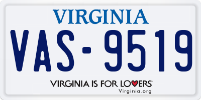 VA license plate VAS9519