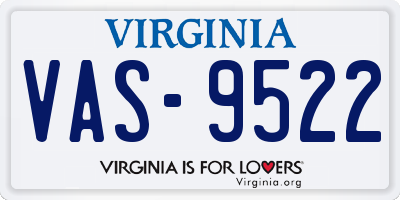 VA license plate VAS9522