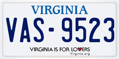 VA license plate VAS9523