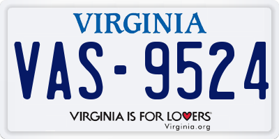 VA license plate VAS9524