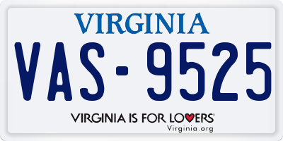 VA license plate VAS9525